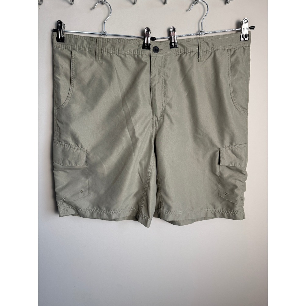 Magellan Mens Olive Green Water Repellent Cargo Shorts 40 Hiking Outdoor Utility